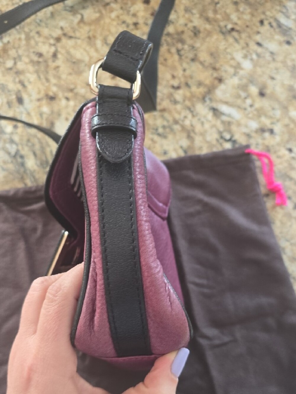 kate spade Plum/Pink Leather Crossbody with Contrast Trim Dustbag Included. - Picture 4 of 9